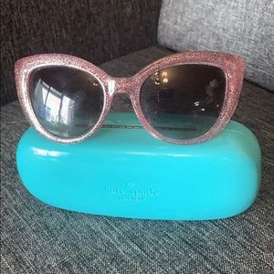 Kate Spade EUC pink glitter sunglasses w case
